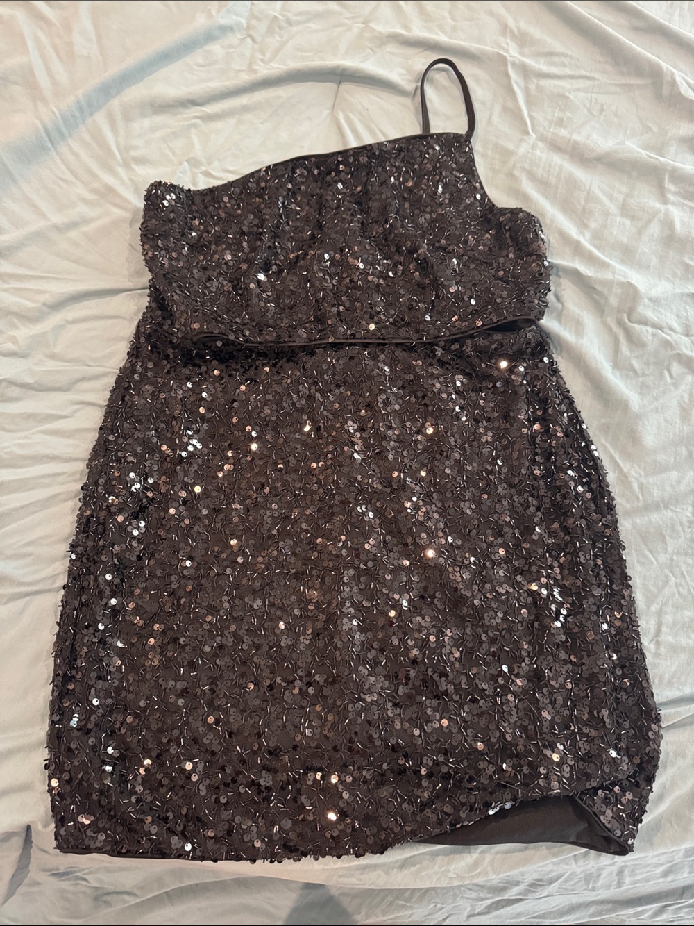 SHEIN Black Sequin One-Shoulder Mini Dress